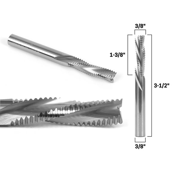 3/8" Dia. 3 Flute Downcut Spiral Rougher End Mill CNC Router Bit - 3/8" Shank - Yonico 36269-SC