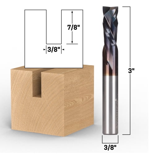 3/8" Dia. Compression Spiral End Mill DLC Coating CNC Router Bit - 3/8" Shank - Yonico 33220-SCD