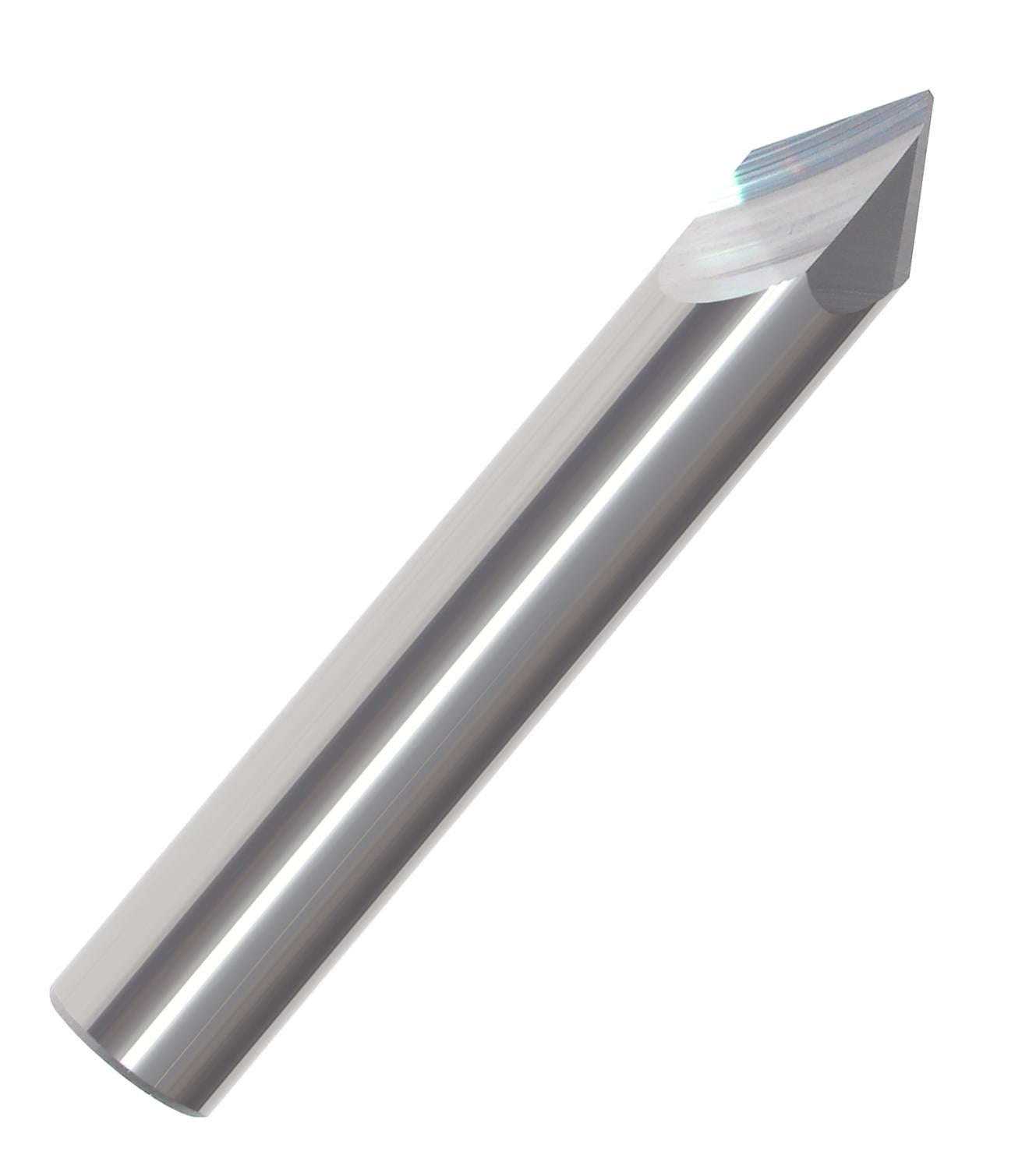 3/8" Diameter 2 Flute Single End Pointed Tip 60° Included Angle Carbide Chamfer Mill , 3/8"SHANK, 2-1/2"OAL