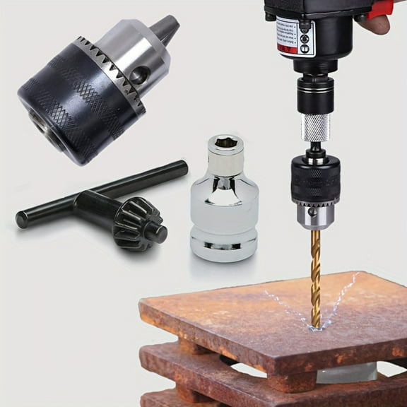 3/8 Drill Chuck Adapter | Chuck Drill for Impact Drivers with 1/4 Inch Quick Change Shank | Drill Converter Includes 1/2-Inch Adapter for Impact Guns | Hex to Chuck Drill Bit Adapter