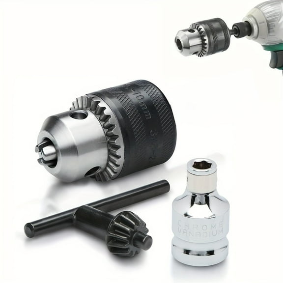 3/8" Drill Chuck Adapter Chuck Drill for Impact Drivers without 1/4" Change Shan
