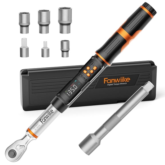 3/8" Drive Digital Torque Wrench, 5.02-99.57 Ft.lb/6.8-135 Nm, Inch Pound Torque Wrench Electronic with Buzzer & Colorful LED Indicator, Torque Wrench Set for Cars Automotive Motorcycle