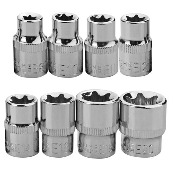 3/8" Drive E-Torx Star Socket Set External Star Socket Set Torque Socket E8-E20 Versatile Hand Tool Kit