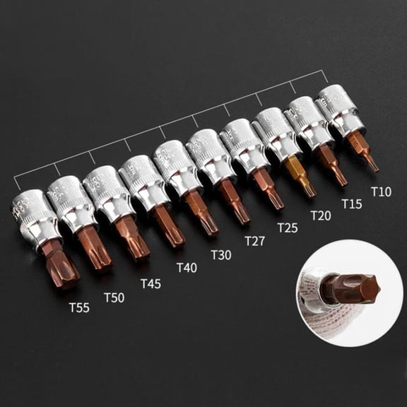 3/8 Drive Hex Socket Bit H3-H10 Screw Driver for T10-T55 Socket Screwdriver Bit T50