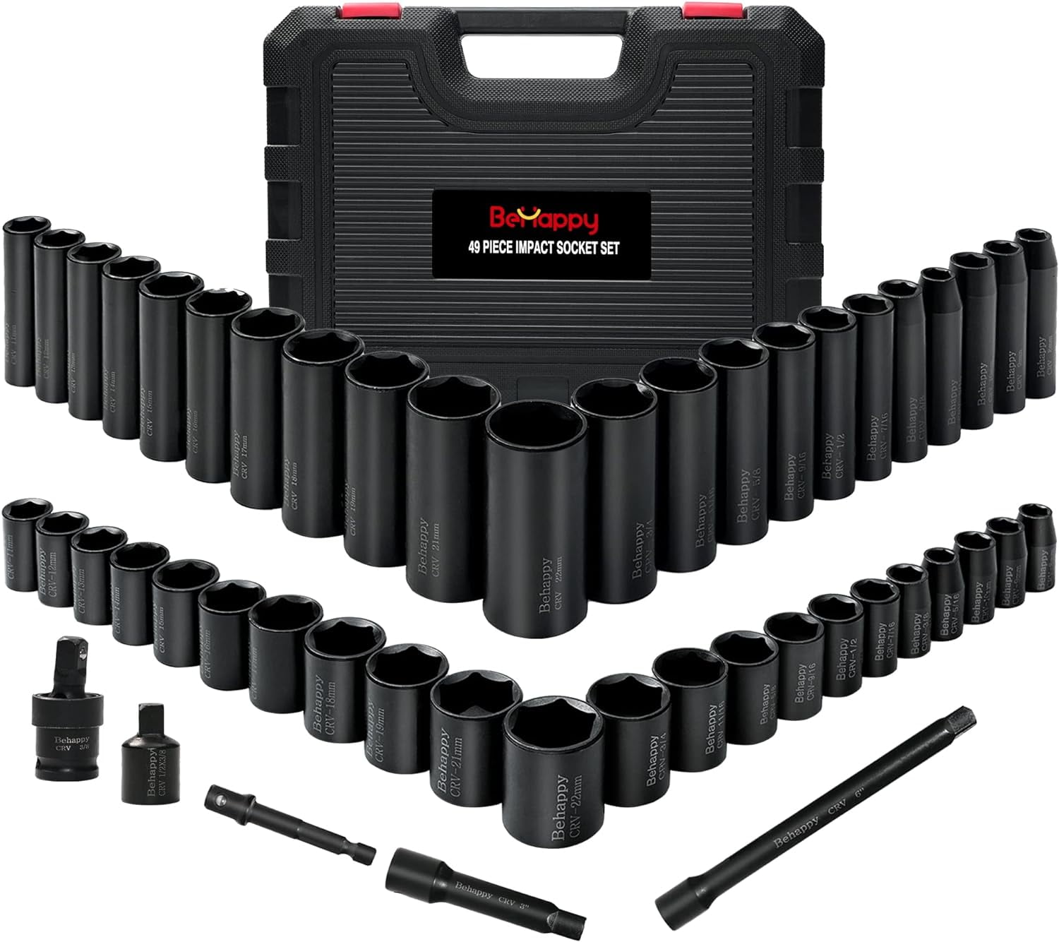 CASOMAN 10-teiliges Schlag-Steckschlüssel-Set – Metrisch, 1/4" & 3/8" Antrieb, Schwarzes Phosphat-Finish