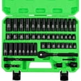 thumbnail image 1 of 3/8" Drive Impact Socket Set, 50-Piece Standard SAE (5/16 to 3/4 inch) and Metric (8-22mm) Size, 6 Point, Cr-V, 3/8-Inch Ratchet Handle, Extension Bar, Universal Joint, 1 of 9