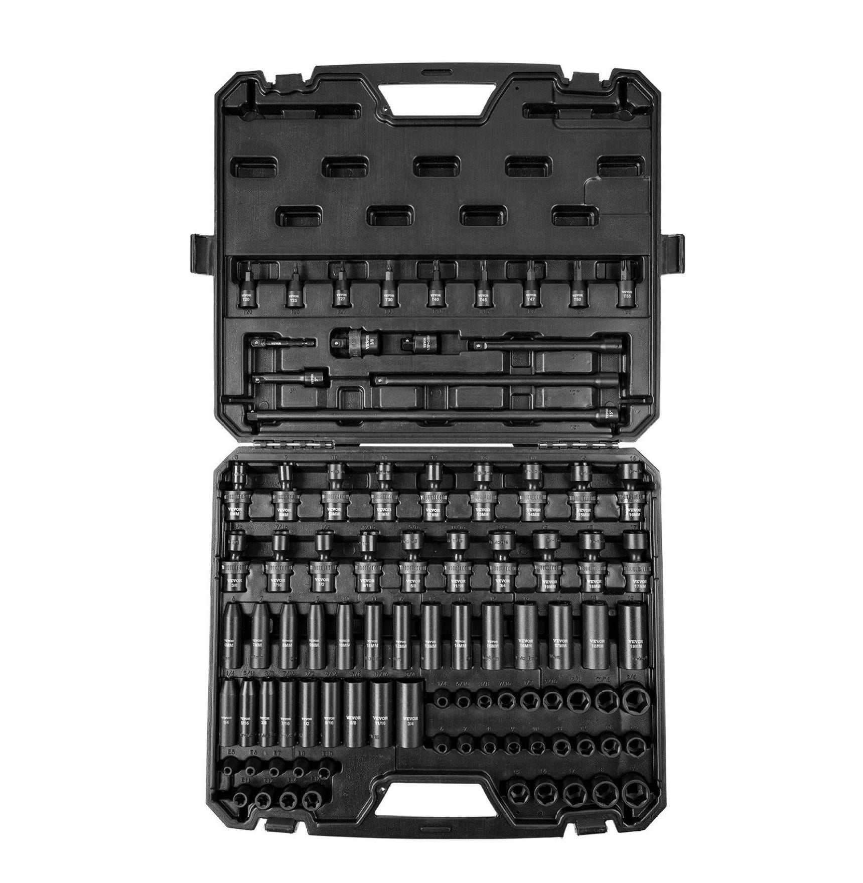 QUENCHING 1/4" & 3/8" Drive Socket Set, 74Pcs Socket Wrench Set SAE From 1/4"-3/4", Metric 4-19mm, 6-Point CR-V Shallow Sockets Kit With 72T - View #10