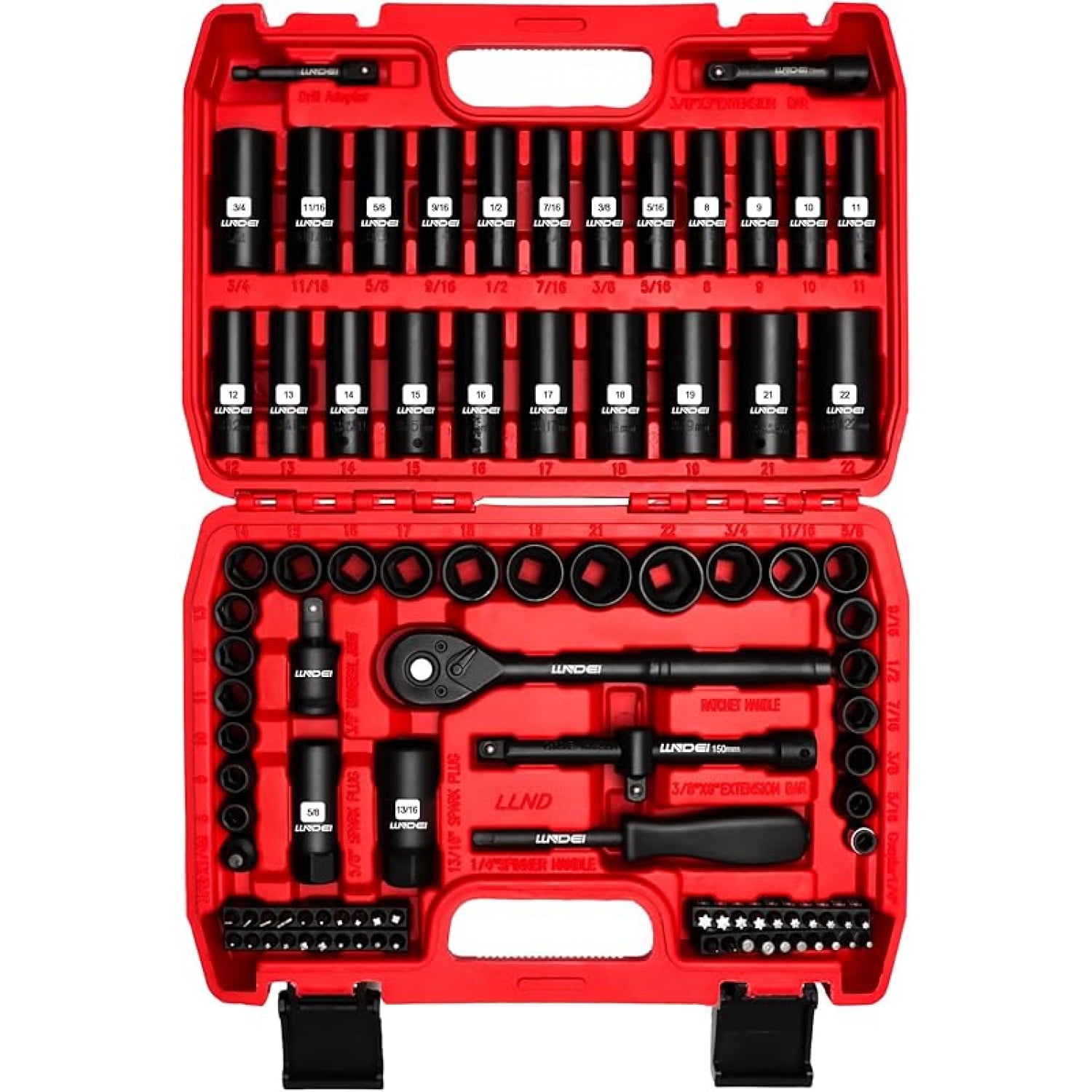 70pcs 3/8" Drive Impact Socket Set,Standard SAE (5/16 To 3/4-Inch) 70 - View #4