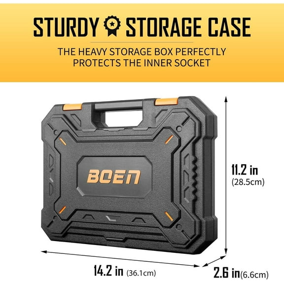 3/8" Drive Socket Set, 59-Piece SAE & Metric, E-Torx Included, Ratchet Handle, Extension Bar, Joint