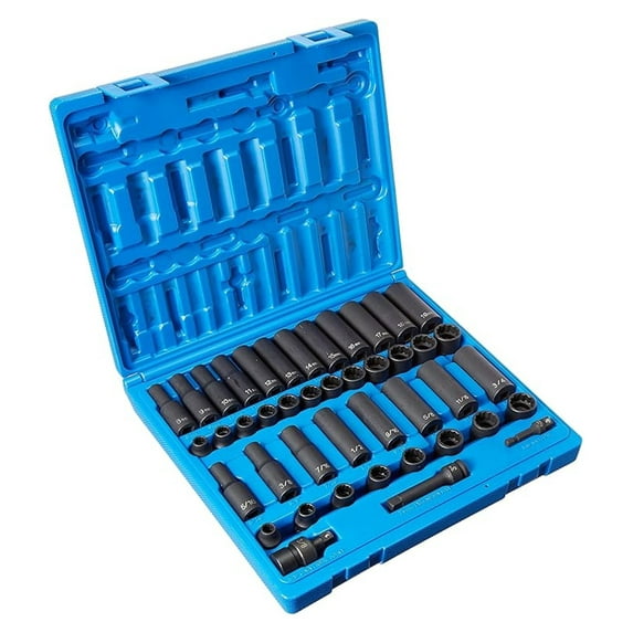 3/8 Drive Socket Set - SAE/Metric 12 Point - Standard & Deep - 5/16-3/4 ...