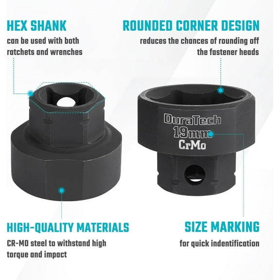 3/8" Drive Stubby Impact Socket Set, Low Impact Sockets, 14-Piece, Metric, Size Covers 6-19mm, Cr-Mo Steel, Organized in Magnetic Storage Rail