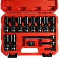 thumbnail image 1 of 3/8" Drive Swivel Socket Set, 14 Pieces Deep Universal Impact Socket Set, Metric(10-19mm) Flexible Wobble Socket Set, 6 Point, CR-MO, 3", 6" Extension Bars, Socket Adapter, 1 of 8