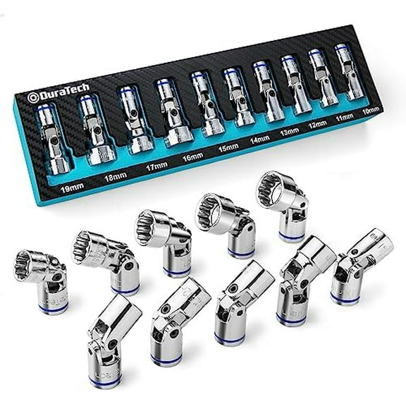 3/8" Drive Universal Joint Socket Set, Swivel Socket Set, 10-Piece, Metric, Size Covers 10-19mm, CR-V Steel, Organized in EVA Foam Organizer$$Tools & Hardware Other