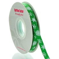 3/8" Emerald Green Snowflake Grosgrain Ribbon 100 Yard