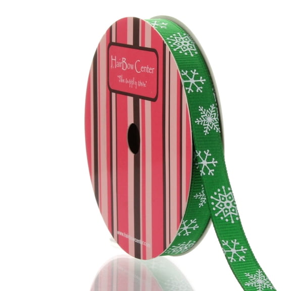 3/8" Emerald Snowflake Grosgrain Ribbon 5 Yard
