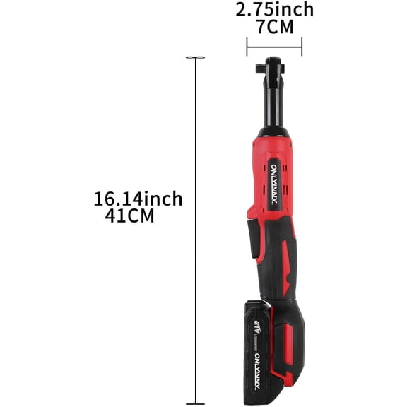 3/8 Extended Electric Ratchet Wrench with LED Light, 21V Cordless Power Ratchet Wrench Set with 1/4" Adapter, Extension Bar, 6 Sockets, 2 Batteries & Fast Charger for Auto Repair,