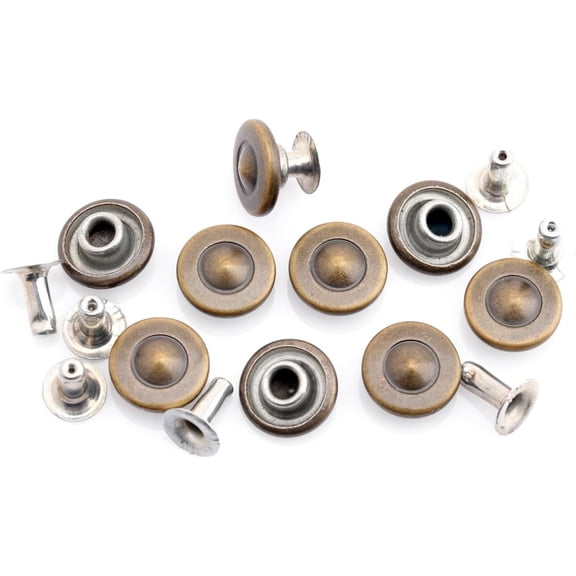 CRAFTME STUDIO 3/8 Inch Leather Rivets Round Rapid Rivet Studs for Bags, Belts and Bracelets, 50 Pieces (Round Spike)
