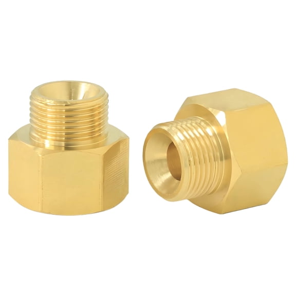 3/8" Female Thread to 9/16" Male Thread Brass Extension Adapter, British to US Standard Pipe Fitting for Angle Valves, Kitchen Faucets, RV Water Pipes and Radiator Valves, 2 PCS