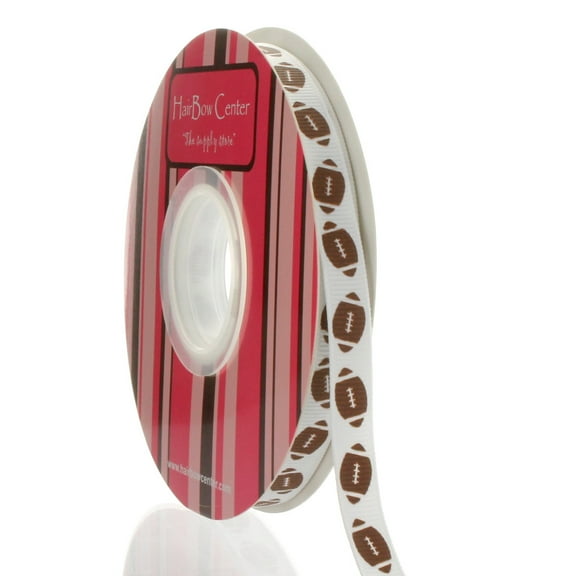 3/8" Football Grosgrain Ribbon 25 Yard