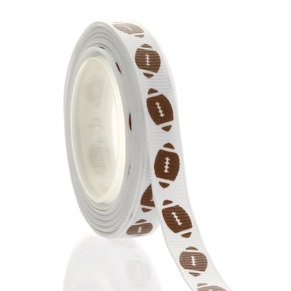 3/8" Football Grosgrain Ribbon 5 Yard