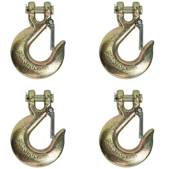 3/8" Forged Clevis Slip Hook w/ Safety Latch - 4 Pack
