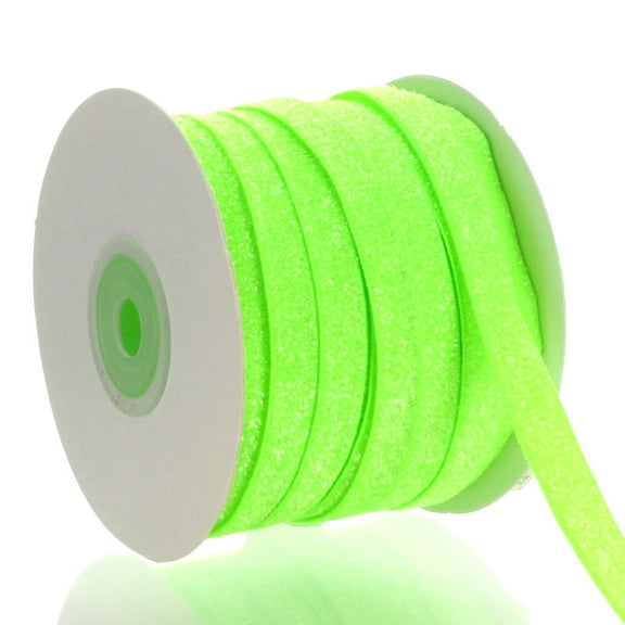 3/8" Frosted Elastic Key Lime Velvet Ribbon 25 Yard Reel