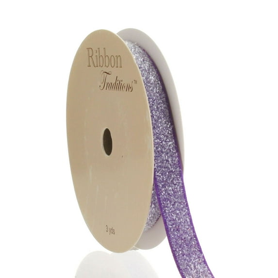 3/8" Frosted Elastic Glitter Ribbon 465 Purple 3 Yard