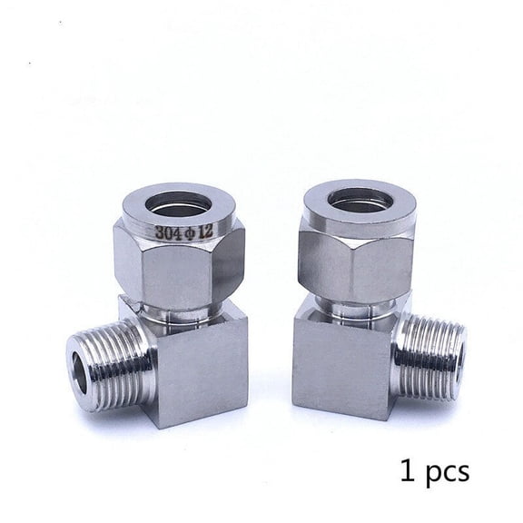 3/8" G Thread 12mm Compression Male Elbow Double Ferrule Stainless Steel 304 Fittings