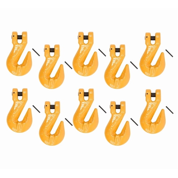3/8" Grade 80 Clevis Cradle Grab Hooks w/Pins | Tow Hooks with Clevis Pin for Trucks, 7100 lbs WLL (10 Pack)