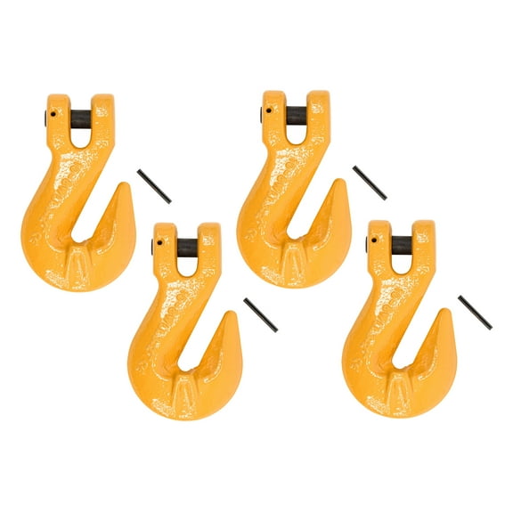 3/8" Grade 80 Clevis Cradle Grab Hooks w/Pins | Tow Hooks with Clevis Pin for Trucks, 7100 lbs WLL (4 Pack)