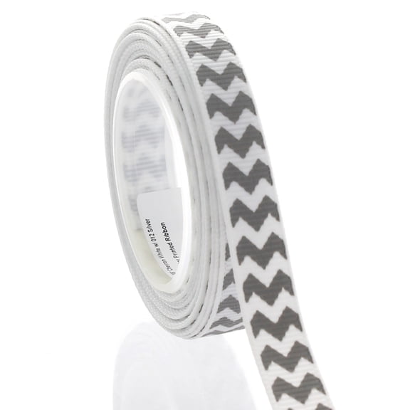 3/8" Gray Chevron ZigZag Grosgrain Ribbon 5 Yard