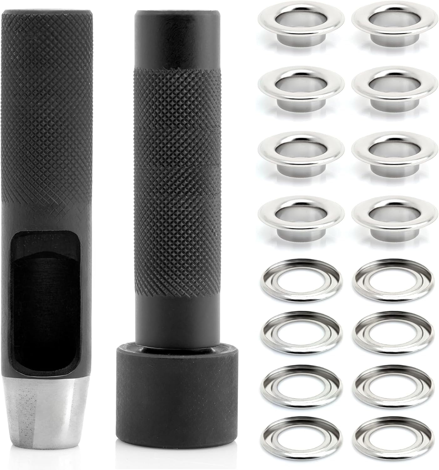 3/8" Grommet Tool Kit Eyelet Setting Tool Grommet Setter Hole Punch Cutter & Pack of 10 Grommets (3/8" (10mm) Inside Diameter)
