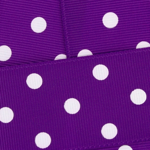 3/8" Grosgrain Ribbon White Dots 465 Purple 5 Yard HBC Brand