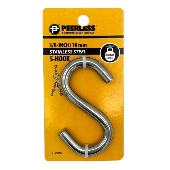 3/8" Heavy Duty S-Hook, Stainless Steel, Peerless Chain Company, #4731338