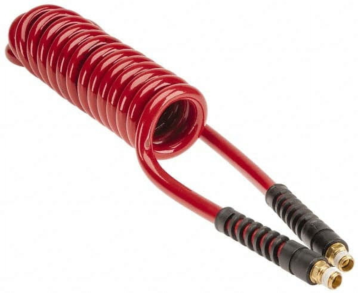 3/8" ID 10' Poly SelfCoil Hose 200 psi Male Swivel Ends (Red or Blue