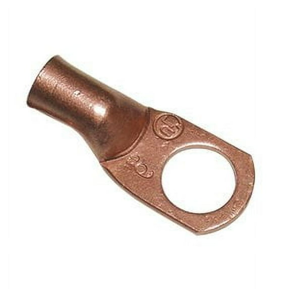3/8" ID COPPER RING TERMINAL HEAVY DUTY SEAMLESS #6 GAUGE-10PK