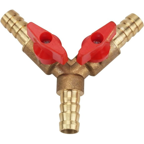 3/8" ID Hose Barb Y Shaped Type 3 Way Union Intersection/Split Brass Shut Off Ball Valve Fitting