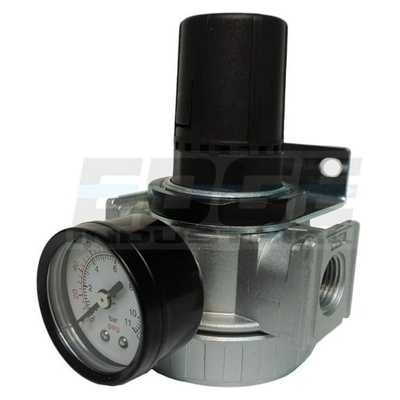 3/8" IN-LINE COMPRESSED AIR PRESSURE REGULATOR, 7 TO 150 PSI ADJUSTABLE, BRACKET, GAUGE