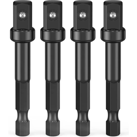 3/8 Impact Adapter, 4 Pack Socket Adapter 1/4 Inch to Kit for Driver, Automotive DIY, Extension Driver Bits, Handle Nut and Drills