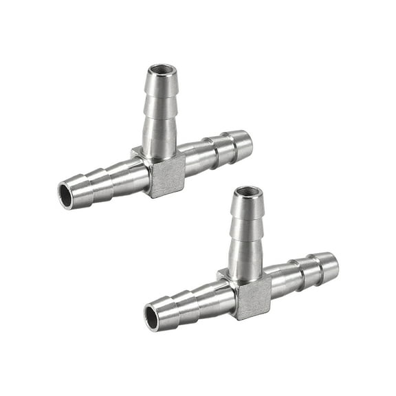 3/8-Inch (10mm) Hose ID Barb Fitting Stainless Steel 3 Way T Shaped Union Home Brew Fitting 2 pcs