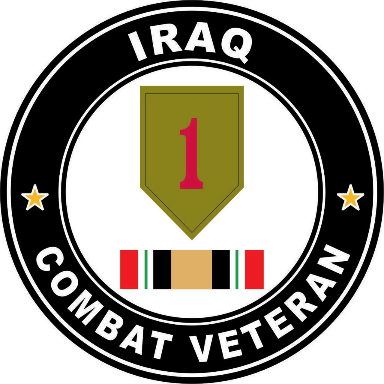 Combat Veteran Iraq Sticker – 8 Inch Decal For Car, Truck, Window, Laptop, Water Bottle, USA Made, Weather Resistant