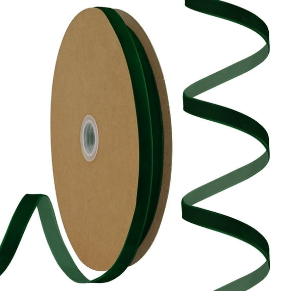 Dark Green Velvet Ribbon 3/8 Inch X 25 Yards Fabric Christmas Ribbon for Gift Wrapping Wreath Decoration Handmade Craft Ornaments Bow Making