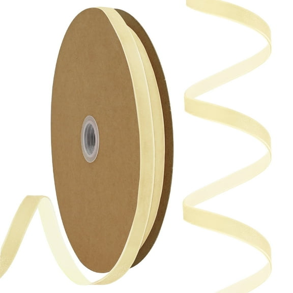 Ivory Velvet Ribbon 3/8 Inch X 25 Yards Fabric Christmas Ribbon for Gift Wrapping Wreath Decoration Handmade Craft Ornaments Bow Making