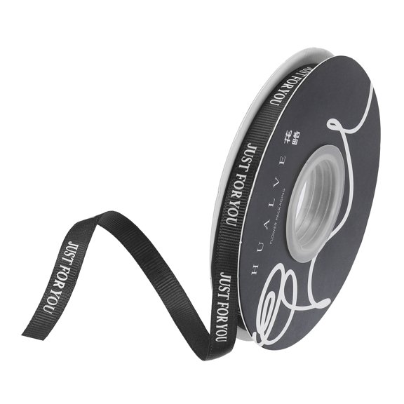 3/8 Inch 50 Yard Personalized Satin Ribbon Black Grosgrain Ribbon for Gift Wrapping, Printed Just for You