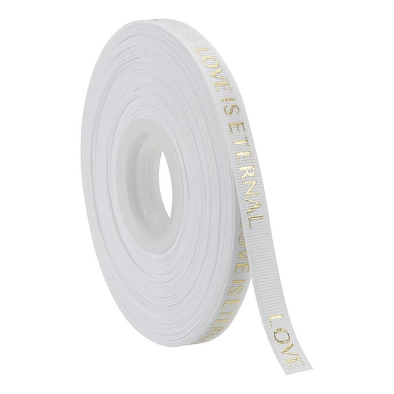 3/8 Inch 50 Yard Valentine Printed Ribbon Wedding Favor Grosgrain Satin Ribbons White for Gift Wrapping Bouquet