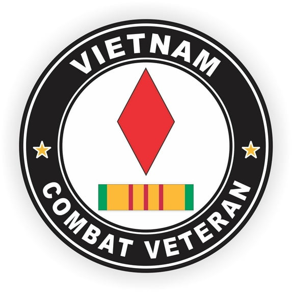 3.8 Inch 5th Infantry Division Vietnam Combat Veteran with Ribbon Decal