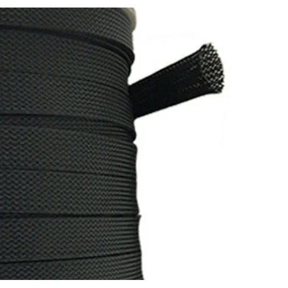 50 Ft Black Expandable Braided Cable Sleeving - 3/8 Inch Wire Loom Tubing For Organizing Cords