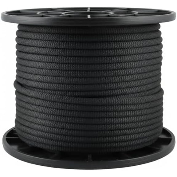 3/8 Inch Black Polyester Rope, 250 ft Industrial Grade High UV and Abrasion Resistance Solid Braid Low Stretch Rope for Camping Hiking Indoor Outdoor$$Tools & Hardware Other