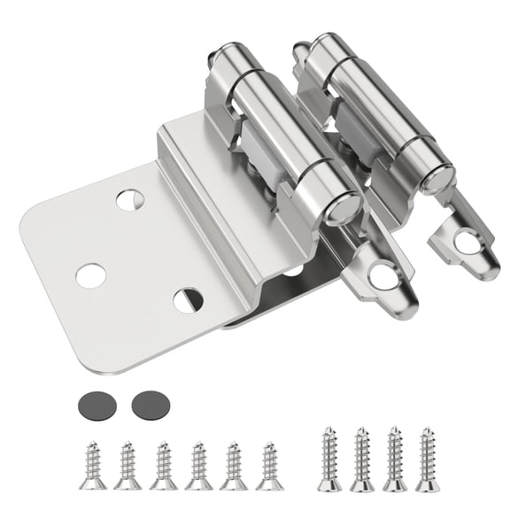 3/8 Inch Cabinet Hinges Brushed Nickel 20 Pack Flush Face Mount Hardware
