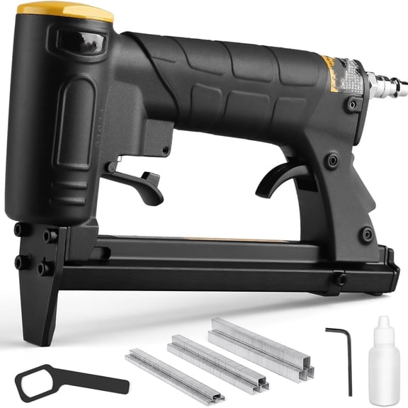 3/8-Inch Crown Pneumatic Upholstery Stapler, Air Stapler Kit, with 6000 Staples, 1/4-Inch to 5/8-Inch